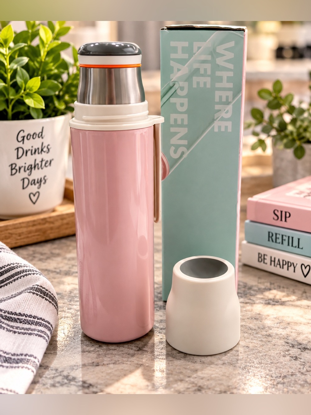 Pink Drink Easy 480mL Stainless Steel Hot & Cold Thermos Bottles